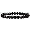 Synthetic Golden Sheen Obsidian Stone Round Beaded Stretch Bracelet SF8562-24-1-1