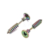 304 Stainless Steel Screw Shape Front Back Stud Earrings STAS-WH0061-23M-2