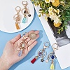  5Pcs 5 Styles Natural Gemstone Nuggets Bead Tassel Pendant Keychain KEYC-NB0001-51-3