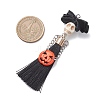 Halloween Dyed Synthetic Turquoise & Polyester Tassel Big Pendants PALLOY-JF04538-2