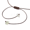 Raw Rough Natural Stone Nuggets Pendant with Handmade Lampwork Flower Adjustable Waxed Polyester Cord Necklaces for Women NJEW-TA00210-01-5