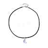 Glass Crescent Moon Pendant Necklaces NJEW-JN04579-01-4