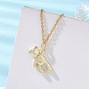Alloy Bear Pendant 304 Stainless Steel Cable Chain Necklaces for Women NJEW-JN05739-1