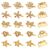 BENECREAT 20Pcs 5 Style Rack Plating Brass Pave Clear Cubic Zirconia Flower Slide Charms KK-BC0012-86-1