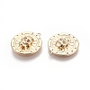 Flat Round with Skull Pattern Brass Micro Pave Clear Cubic Zirconia Pendants KK-G436-21G-3