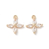 Real 18K Gold Plated Brass Cubic Zirconia Charms KK-R037-157G-1