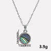 Stylish 304 Stainless Steel Pave Natural Paua Shell Flat Round Pendant Necklaces Simple Design Jewelry DP7329-1-1