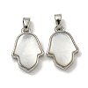 Rack Plating Brass Pave Natural White Shell Pendants KK-U025-04P-01-1