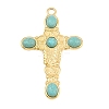 Bohemian Style 304 Stainless Steel with Synthetic Turquoise Big Pendants STAS-G381-02G-09-1