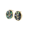 Brass Enamel Oval Stud Earrings EJEW-I322-04G-5