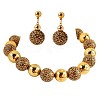 Alloy & Wood & CCB Plastic Round Beaded Necklaces & Stud Dangle Earrings Sets FS-WGB5D6A-02-4
