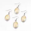 Natural Yellow Shell Dangle Earrings EJEW-F162-B01-1