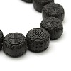 Chinoiserie Jewelry Making Carved Cinnabar Flat Round Cameo Beads Strands CARL-O004-04A-2
