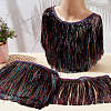 10M Polyester Fringe Ribbon with PET Tassels Trimming SRIB-WH0011-191-5