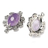 Natural Amethyst Faceted Oval Connector Charms G-G181-06P-04-2