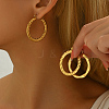 Stainless Steel Classic Elegant Irregular Texture Large Ring Hoop Earrings BQ0961-2-3