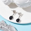 Natural Obsidian Twist Oval Dangle Stud Earrings EJEW-JE05664-05-2