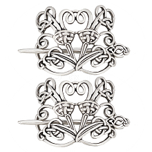 Viking Alloy Hair Clip with Hair Sticks OHAR-WH0001-04C