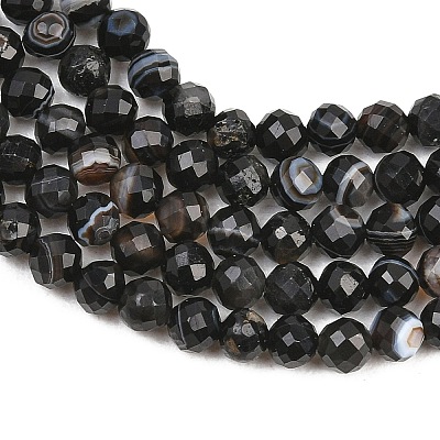 Natural Dyed & Heated Black Agate Beads Strands G-RM250101-C18-1