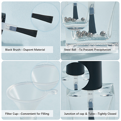 Transparent Glass & Plastic Nail Polish Empty Bottle AJEW-XCP0003-42-1
