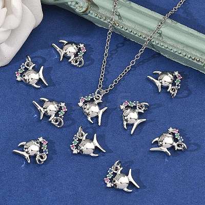 SHEGRACE Brass Colorful Cubic Zirconia Charms XGRQ3P154-591P-1