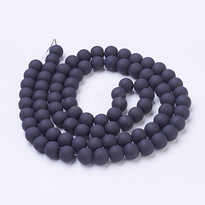 Baking Paint Frosted Glass Bead Strands X-GLAA-S031-10mm-38-1