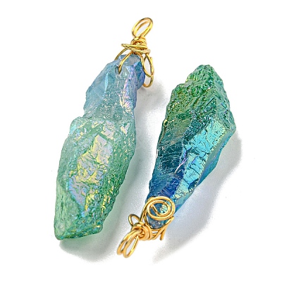 Electroplated Raw Rough Natural Quartz Crystal Big Pendants G-A229-02G-03-1