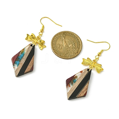 Resin & Walnut Wood Dangle Earrings EJEW-JE05507-05-1
