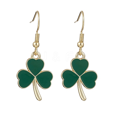 Clover Alloy Enamel Dangle Earrings EJEW-JE06939-1