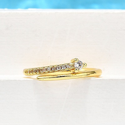 Brass Micro Pave Clear Cubic Zirconia Finger Rings for Women RJEW-H247-14G-1
