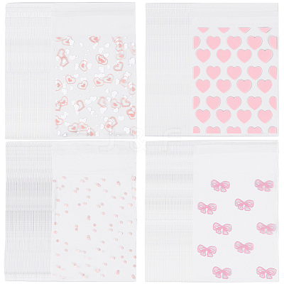 4 Bags 4 Styles Printed Transparent OPP Cellophane Storage Bags OPP-SP0001-07B-1