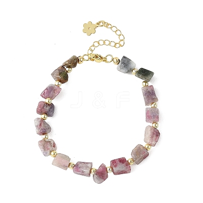 Nuggets Natural Tourmaline & Round Synthetic Non-magnetic Hematite Beaded Bracelets for Women BJEW-JB14177-1
