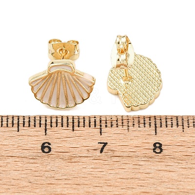 Brass Enamel Stud Earrings EJEW-B152-01G-04-1