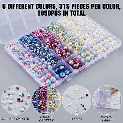 1890Pcs Two Tone ABS Plastic Imitation Pearl Beads Sets DIY-WH20010-19A-1