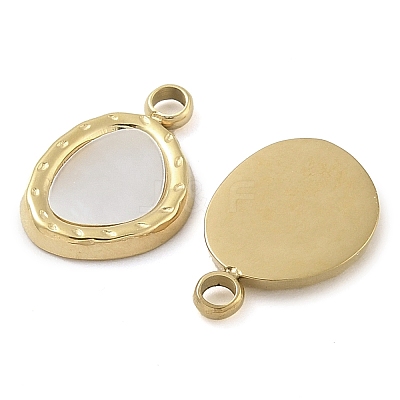 Ion Plating(IP) 304 Stainless Steel Pave Natural White Shell Nuggets Charms STAS-B075-29G-1