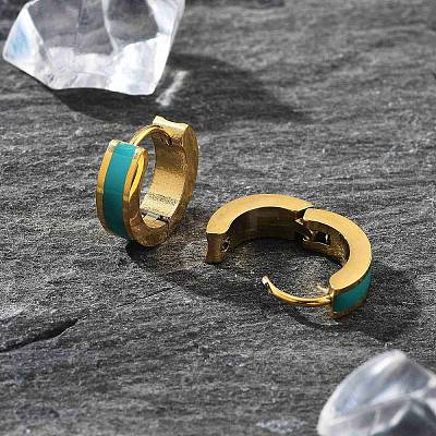 Ion Plating(IP) 304 Stainless Steel Enamel Hoop Earrings EJEW-P300-03G-1