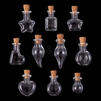 10Pcs 10 Styles Mini High Borosilicate Glass Bottle Bead Containers BOTT-TA0001-01-1