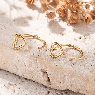 304 Stainless Steel Heart Hoop Nose Rings AJEW-A062-06G-1