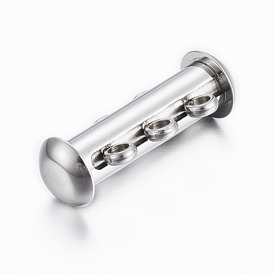 Tarnish Resistant 3-Strands 304 Stainless Steel Slide Lock Clasps STAS-H402-35P-1
