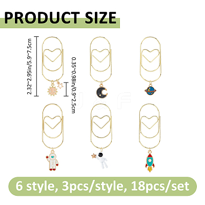 18Pcs 6 Style Iron Bookmark AJEW-FH00052-1