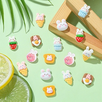 40Pcs 8 Styles Rabbit Theme Opaque Resin Cabochons RESI-CJ0003-78-1