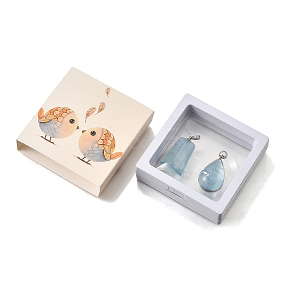 2Pcs Natural Aquamarine Pendants G-Z078-02P-1