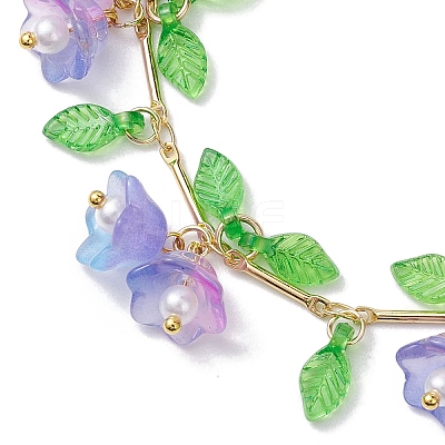 Flower Glass & Acrylic Charm Bracelets BJEW-JB10443-02-1