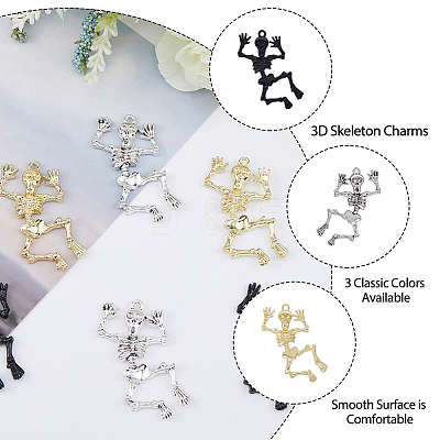 12Pcs 3 Colors Halloween Alloy Pendants FIND-DC0003-08-1