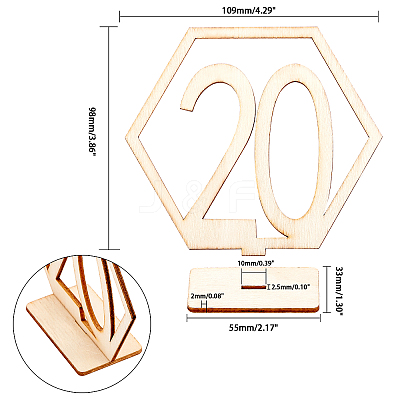 Wood Table Numbers Cards AJEW-PH0016-59-1