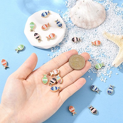 20Pcs Light Gold Tone Alloy Enamel Beads FIND-YW0010-21-1