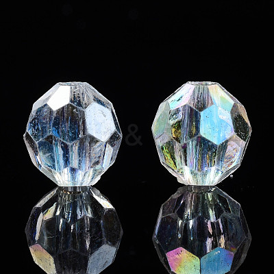 Electroplate Transparent Acrylic Beads PACR-S222-01-1