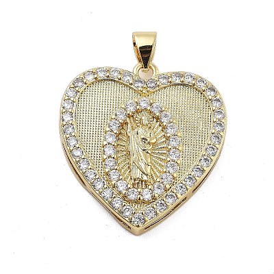 Brass Micro Pave Cubic Zirconia Pendants KK-Q006-22G-02-1