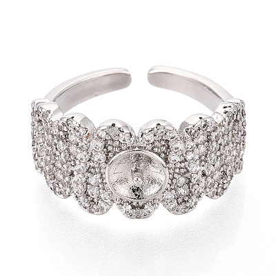 Brass Micro Pave Cubic Zirconia Cup Peg Ring Settings KK-N274-24P-1