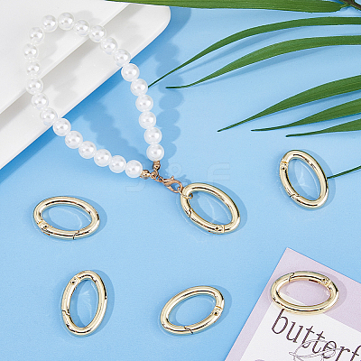 8Pcs Rack Plating Brass Springs Gate Rings KK-DC0004-77-1